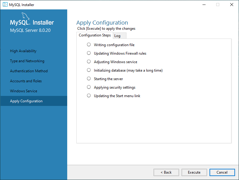 Install MySQL - Apply Configuration